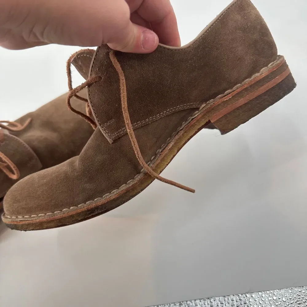 Aquatalia Tan Suede Oxford Lace Up Mens‎ Shozes US 9.5 Brown Portugal